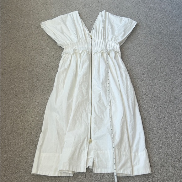 Anthropologie V-Neck Zip-Front Midi Dress White Cotton Dress Women’s Size M NEW - Picture 9 of 12